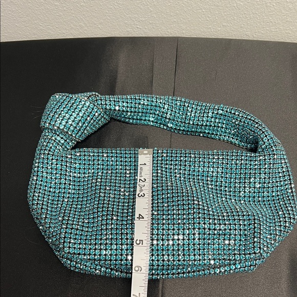 Madison West | Turquoise Rhinestone Embellished Hobo Bag - Picture 5 of 8